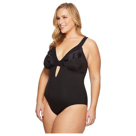 Kenneth Cole REACTION plus size 3X Black tummy control swimsuit One Piece - Picture 1 of 10